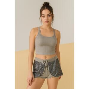 NWT Finders Keepers First Love Sequin Sweat Shorts Large Silver Lounge Glam